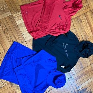 Nike Dri Fit hoody long sleeve tees in size medium 10/12.